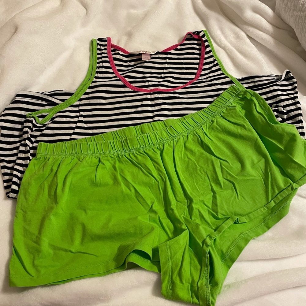 Matching pajama set.  Tank top and shorts.